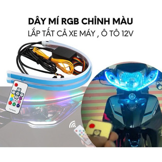 Bộ led mí audi chạy đuổi remote - nhiều màu sắc rgb - chỉ dùng điện xe máy, ô tô dc12v - không lắp cho xe điện