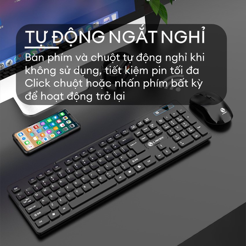 Bàn Phím Không Dây Kèm Chuột Máy Tính Combo USB Wireless 2.4Ghzz | BigBuy360 - bigbuy360.vn