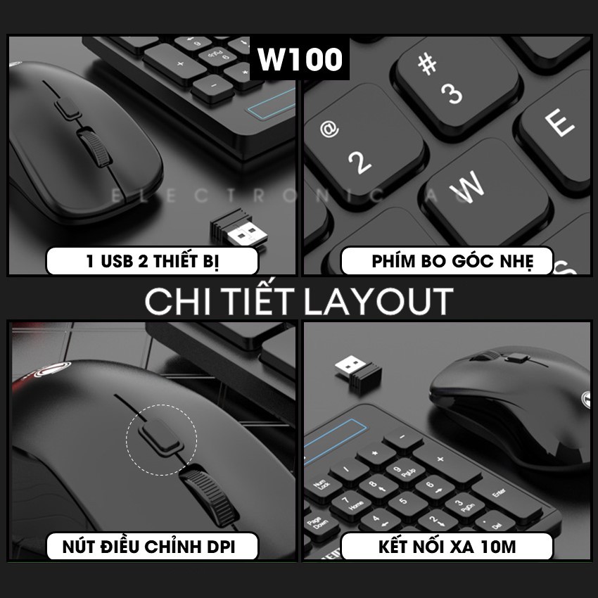 Bàn Phím Không Dây Kèm Chuột Máy Tính Combo USB Wireless 2.4Ghzz | BigBuy360 - bigbuy360.vn