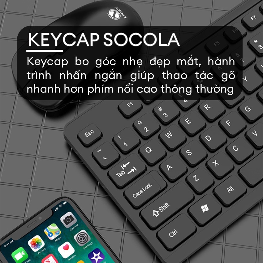 Bàn Phím Không Dây Kèm Chuột Máy Tính Combo USB Wireless 2.4Ghzz | BigBuy360 - bigbuy360.vn