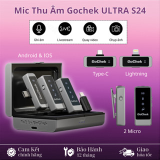 Micro thu âm không dây GoChek GC-ULTRA S24 kèm Hộp sạc lọc tạp âm khi live/video/ghi âm cho điện thoại/máy tính/ipad