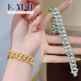 Lắc tay xích khoá hộp nam nữ xi bạch kim xi vàng khắc ký hiệu bền màu Kami trang sức sỉ (KH)