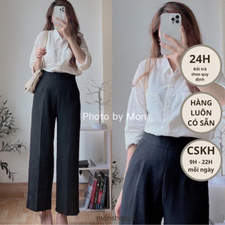 Quần tây ống rộng dây kéo hông  #QT448