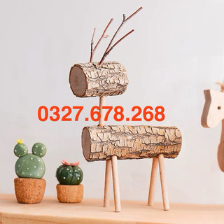 Con nai bằng gỗ dùng decor trang trí