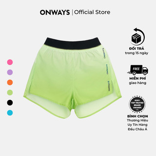 Quần Short Thể Thao Chạy Bộ 2 Lớp Nữ Jamaica Ombre W23059 Xẻ Lai Cao, Túi Sau Thắt Lưng Tiện Lợi ONWAYS