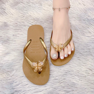 Dép Kẹp Nữ Havaianas Slim Đính Bươm' Lux 2 Tầng