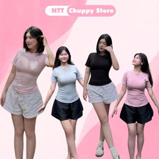 [1] Áo Baby Tee Tay Ngắn Bigsize - Form Ôm Body - Vải Bo Gân, Cotton 100% - 45kg đến 85kg