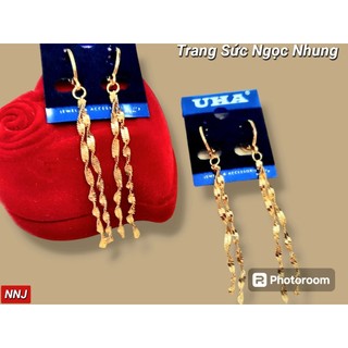 Bông tai kiểu dây xoắn dài hợp kim xi mạ-M1480