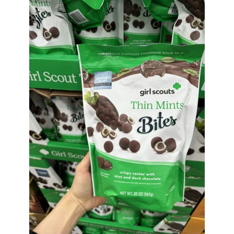 🍫🌿 BÁNH GIÒN BỌC 2 LỚP SOCOLA ĐẮNG & BẠC HÀ GIRL SCOUTS THIN MINTS BITES CRISPY CENTER WITH MINT AND