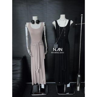 Váy thun thắt eo sát nách basic chanh sả hàng QCL1 size SM