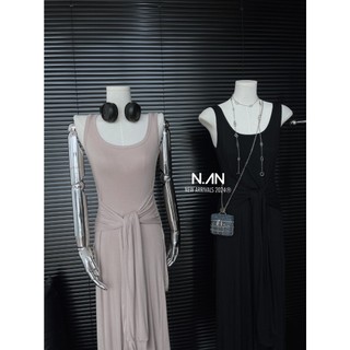Váy thun thắt eo sát nách basic chanh sả hàng QCL1 size SM