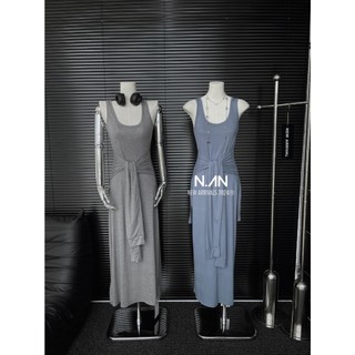 Váy thun thắt eo sát nách basic chanh sả hàng QCL1 size SM