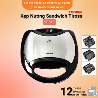 Máy kẹp bánh mỳ Sandwich Tiross TS-513 / TS-9655 Với 3 khuôn ép
