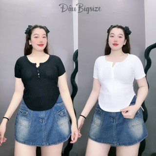 Áo thun thời trang đậu bigsize kiểu croptop free size cổ trụ nút kiểu chất thun gân tăm cao cấp g13