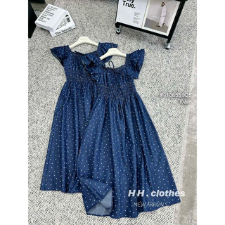 Đầm maxi họa tiết chấm bi tay cánh tiên sang trọng VIENS STORE