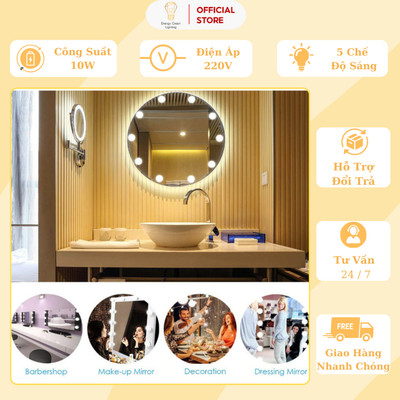 Set 10 Bóng Đèn LED Energy Green Lighting BL-031 Chiếu Sáng Dán Gương Trang Điểm - BH 1 Năm