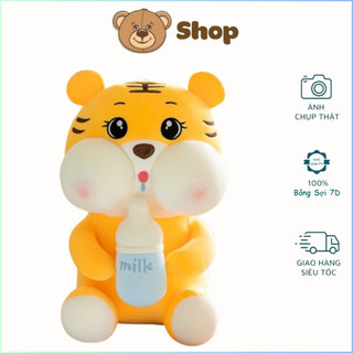 Gấu bông hổ ôm bình sữa mềm mại dễ thương size 30cm làm quà tặng trang trí gấu ôm