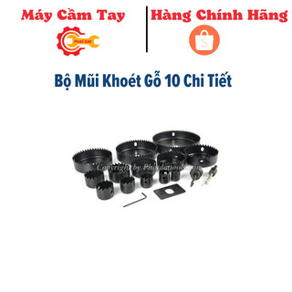Bộ mũi khoét gỗ 10 chi tiết - Bộ mũi khoét chuyên dùng với thạch cao và gỗ mềm.