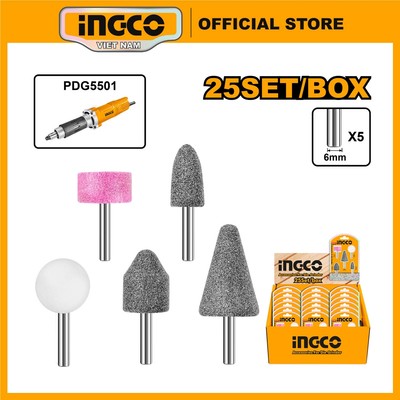 Bộ 5 đầu mài cho máy mài khuôn INGCO AKB0502 cốt 6mm thích hợp cho máy mài khuôn PDG5501