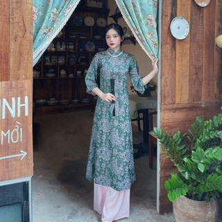 Aó dài cách tân gấm hoa cao cấp nhiều màu