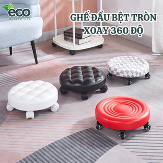  Ghế đẩu bệt xoay tròn 360 có tựa lưng ECO chất liệu da PU bền bỉ vệ sinh dễ dàng sử dụng tiện lợi 