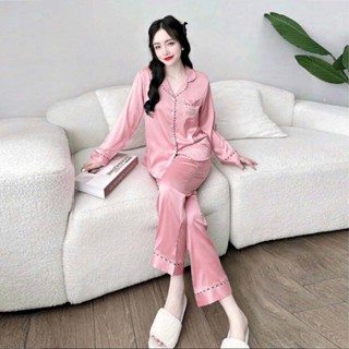 Đồ bộ dài tay nữ pizama quần dài pyzama mặc nhà vải Vải Latin freesize 54kg - cn97