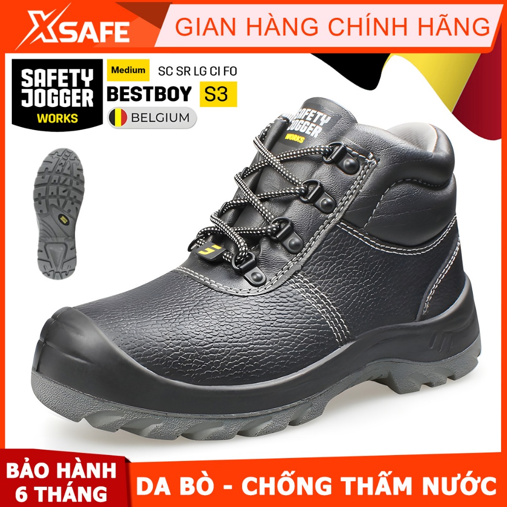 Giày bảo hộ lao động nam Jogger Bestboy S3 cổ cao da bò, chống đinh/ nước/ trượt Giày công trình dáng thể thao - XSAFE