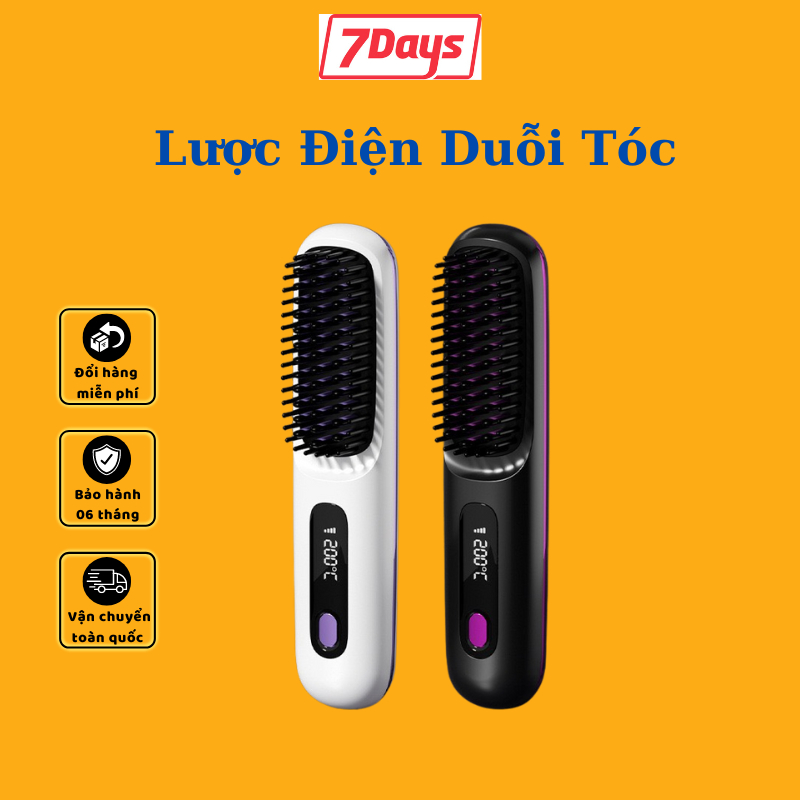 Lược Điện Duỗi Tóc 7daysSmile Không Dây Ion âm Chống Bỏng