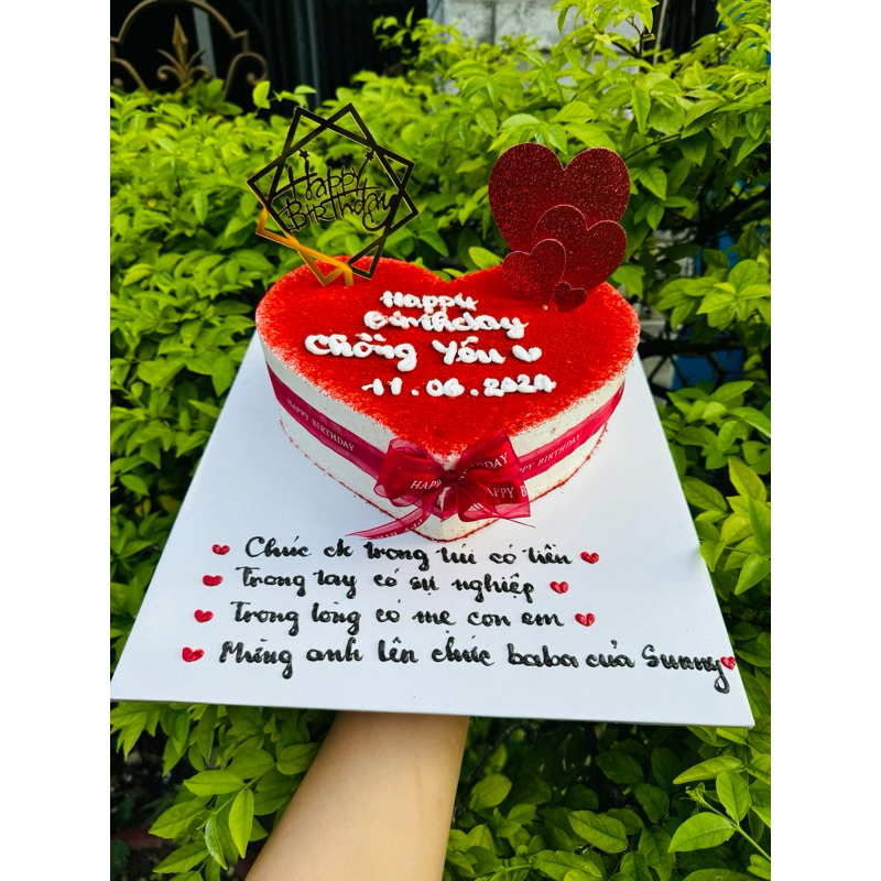 [Hoả tốc HCM] Bánh sinh nhật/bánh kem trái tim tình iu (có bánh bắp)