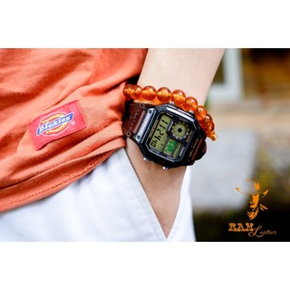 Dây Đồng Hồ Da Thật Handmade RAM Leather Cho Casio AE 1200 WHD và Dây 18mm Da Bò Siêu bền