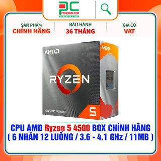 CPU- Bộ vi xử lí AMD RYZEN 5 4500 ( 6 NHÂN 12 LUỒNG / 3.6 - 4.1 GHZ / 11MB ) - hàng chính hãng 36T