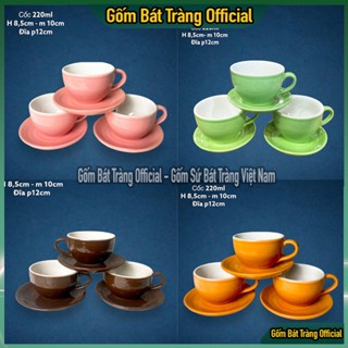   NHIỀU MÀU  Bộ ly tách cafe 220ml Bát Tràng đủ màu cốc pha cà phê uống trà đẹp giá rẻ 
