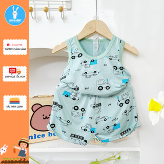 , Đồ bộ ba lỗ Uchi vải thun mềm hoạ tiết xe otto đồ bộ ở nhà cho bé, UCHI112