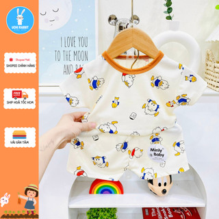 , đồ bộ cho bé hoạ tiết chú vịt cá heo vải gân tăm cute, đồ bộ cho bé mặc ở nhà, UCHI65