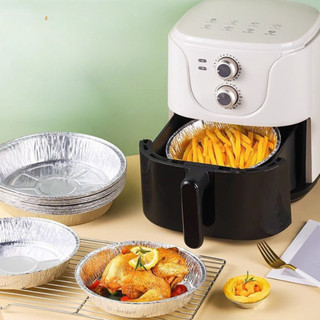 set 10 Khay Giấy Bạc Lót Nồi Chiên Không Dầu, Đĩa Nhôm, đĩa giấy bạc Đường Kính 20-22cm