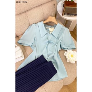 Áo sơ mi nữ lụa Hàn xoắn ngực thời trang công sở nữ Chiffon AS1264
