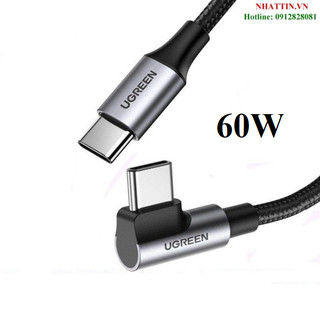 Cáp dữ liệu, sạc nhanh 60w type-c to type-c bẻ góc 90 độ dài 0,5m-3m ugreen cao cấp