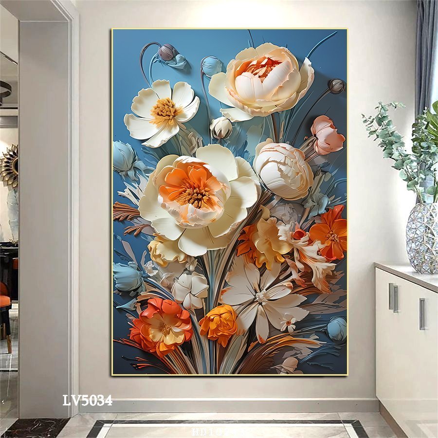 Tranh đính hoa khoe sắc KT:60x82cm( tranh chưa đính đá)