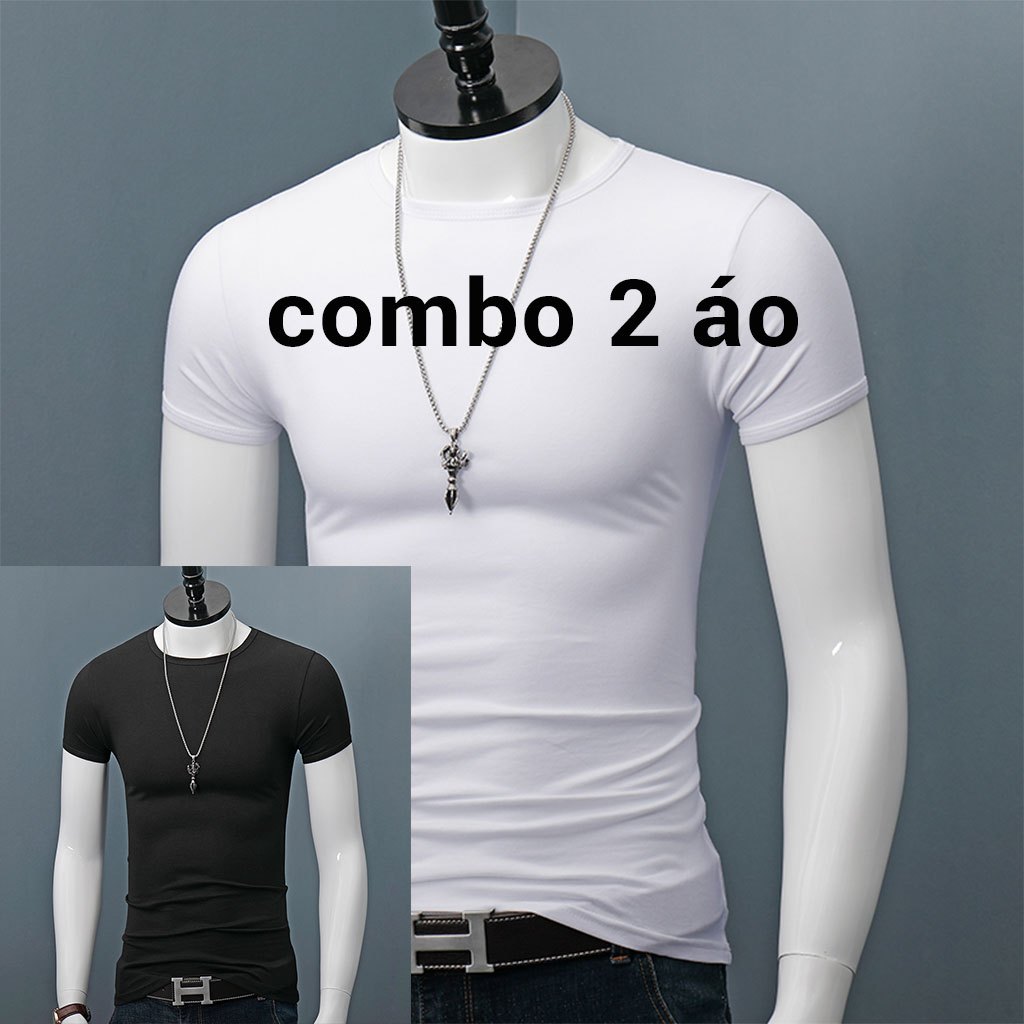Combo 2 Áo thun nam form ôm, thun lạnh TheLynh cổ viền thời trang 139