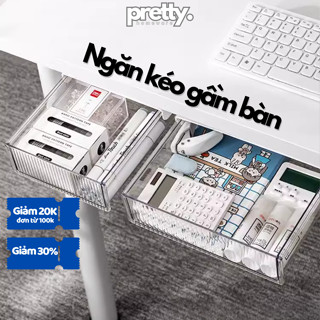 Hộp Ngăn Kéo Tự Dính Gắn Dưới Bàn, Hộc Bàn Xếp Đồ Gọn Gàng Chất Liệu Nhựa PP Cứng Cáp