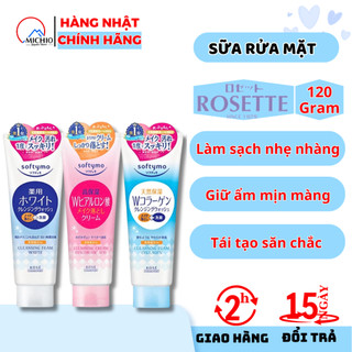 Sữa rửa mặt Kose Softymo nội địa Nhật Collagen White Hyaluronic 220g phù hợp mọi loại da