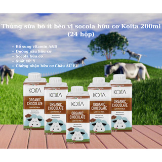 Thùng sữa bò ít béo vịsocola hữu cơ Koita hữu cơ 200ml