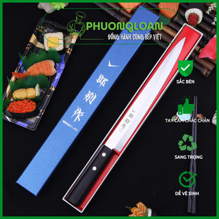 Dao thái SASHIMI cắt SUSHI bản nhỏ kiểu Nhật hàng nội địa Trung Quốc, Dao nhà bếp thái thịt, cá, sushi cán gỗ đen