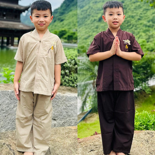 Quần áo đi chùa cho bé , bộ cho bé đi chùa chất vải mềm mịn thấm mồ hôi cực tốt rất mát và thoải mái