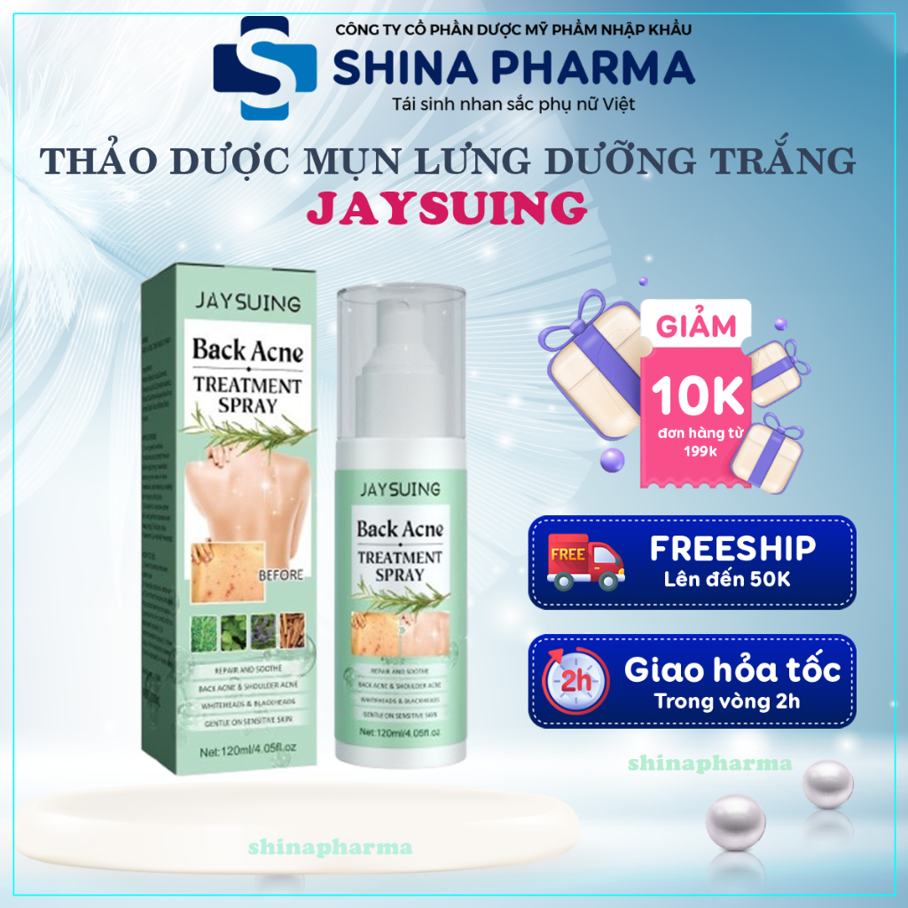 Tinh Chất Loại Bỏ Mụn Lưng Jaysuing Back Acne - Xịt Thảo Dược Hỗ Trợ Đánh Bay Mụn Lưng, Hết Viêm Nang Lông Ngực, Mông