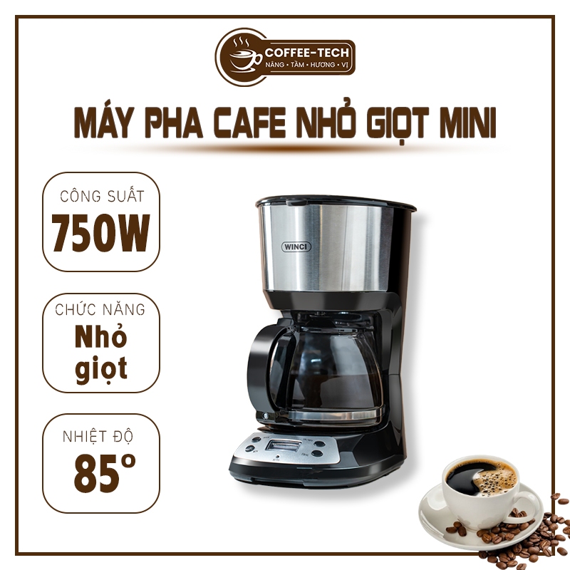 Máy Pha Cafe Tự Động Nhỏ Giọt Mini Dung Tích 1.2L - Máy Pha Cà Phê Mini Cho Gia Đình Văn Phòng
