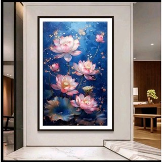 Tranh thêu hoa sen mẫu mới l021-50x85cm
