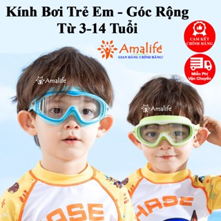 Kính Bơi Trẻ Em 4-14t Có Nút Bịt Tai Khung Lớn Kính Bơi Góc Nhìn Rộng Chống Nước Chống Sương Mù Độ Nét Cao Hãng Amalife