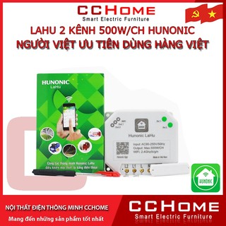 Công Tắc Lahu 2 kênh Hunonic│Công tắc thông minh kết nối Wifi│Điều khiển qua điện thoại