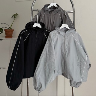 Áo Khoác Croptop Tay Dài Dây Rút Phối Khóa Kéo Màu Trơn Thường Ngày Cho Nữ - CLITUS FASHION